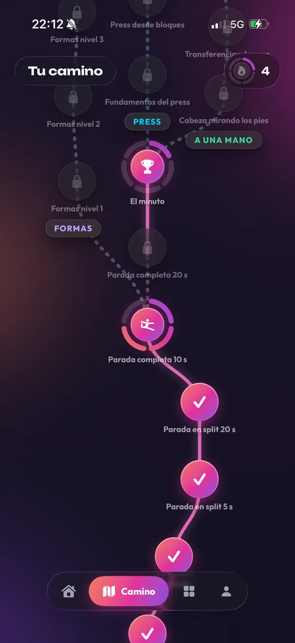 El camino de habilidades de la app