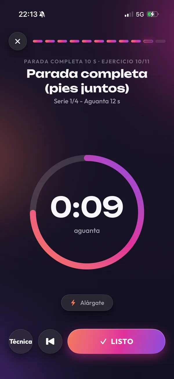 El reproductor de sesión con su cronómetro